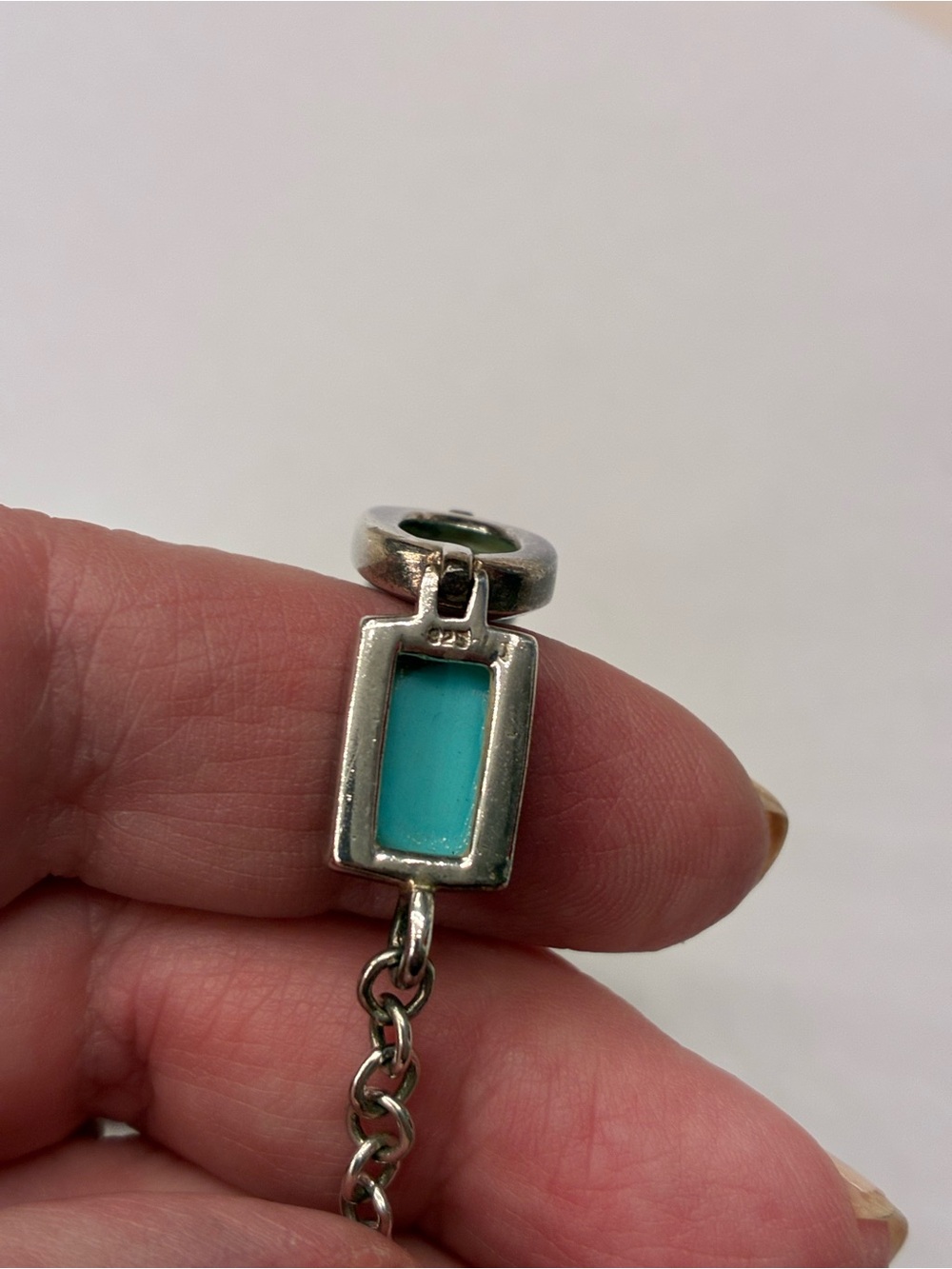 Sterling Silver Turquoise Stone Link Bracelet - Picture 4 of 4